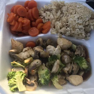 Hibachi Chicken portion size was small especially since I added broccoli. The shrimp sauce was average.