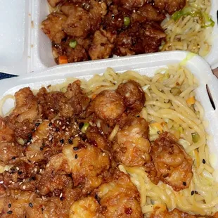 Garlic chicken with all chowmien