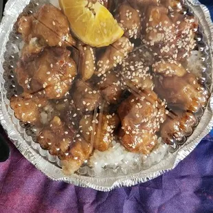 Orange Chicken and Spicy Sushi