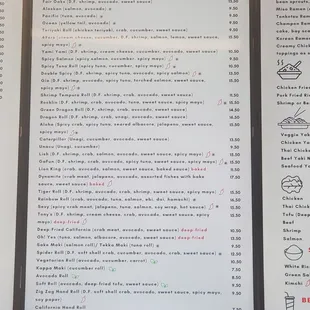 menu