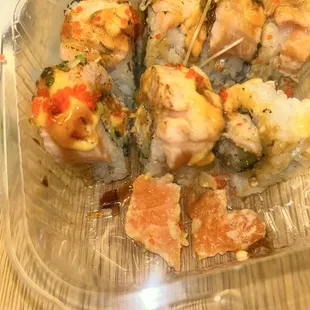 Sushi is completely raw underneath for it to be baked