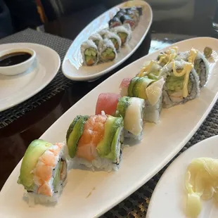 Rainbow, Alaskan, California &amp; Tuna Rolls