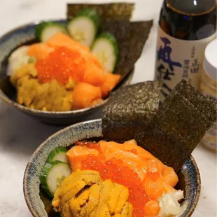 Salmon, Uni and Fish Roe