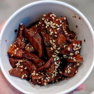 Sweet yams. Fried and glazed.. Very good.