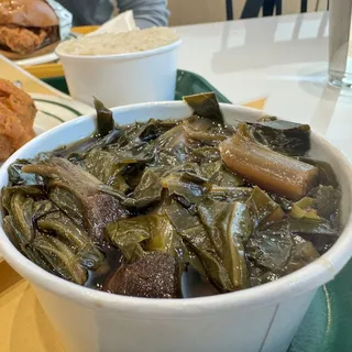 Dashi Braised Collard Greens w/Bacon.