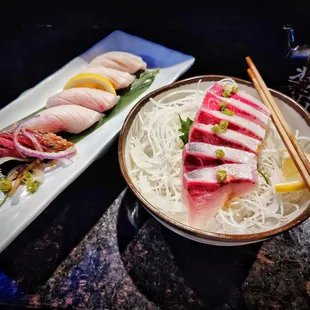 Yellow Tail Sashimi &amp; Seared Tuna