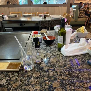 a table with a variety of food items on it