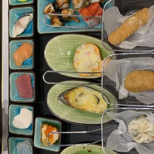 Sushi and deep fried food we picked.