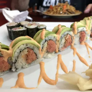 a plate of sushi