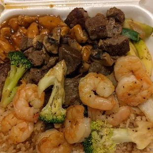 Chicken, shrimp and steak hibachi
