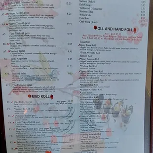 Appetizers, Fried items, Sushi or Sashimi