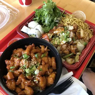Orange chicken bowl and a Chicken Teriyaki Plate