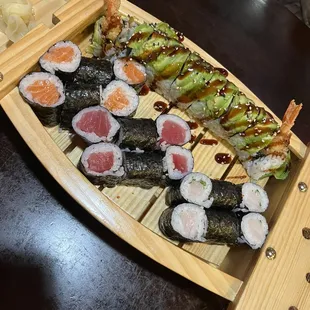 Maki A and Green Dragon Roll on a boat :)