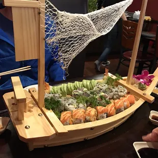 interior, sushi and sashimi