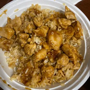 a bowl of chicken and rice