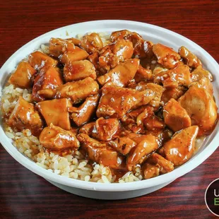 a bowl of chicken and rice