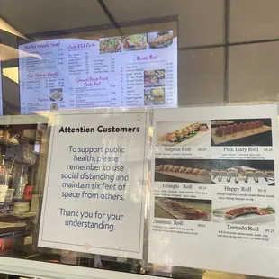 a menu for customers