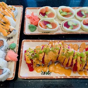 ROLLS - Naturo Seafood, Samurai, Salmon, Spicy Crawfish