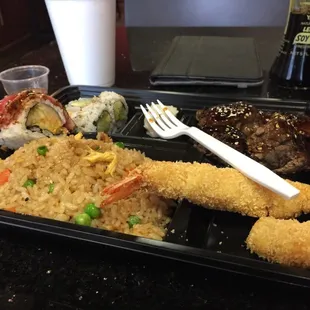 Steak and shrimp tempera box