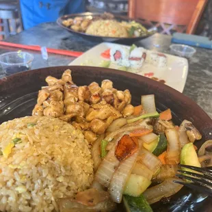Hibachi chicken, Tuna &amp; Avocado sushi roll