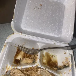 Hair found in food on the lid.   Teriyaki Chicken and Shrimp