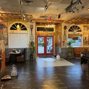 the entrance to the restaurant