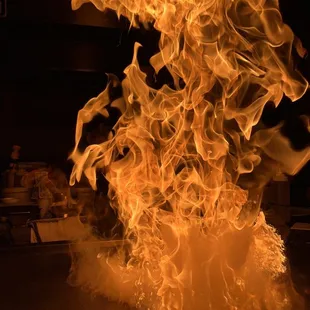 The flaming start to dinner!