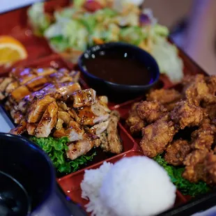 Bento w/ chicken teriyaki &amp; karage