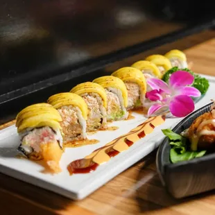 Tropical Rollat Tokyo Haus is a burst of fresh, vibrant flavors. Featuring a perfect mix of sweet and savory with tropical fruits.