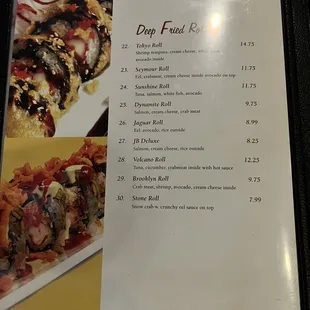 the menu