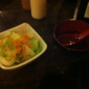 Delicious onion soup and salad