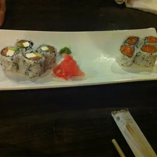 very fresh Philly roll and spicy tuna....yum