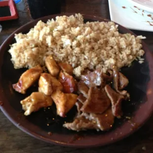 Beef tips and chicken was wonderful!!! Sushi rolls were amazing! Very good choice!