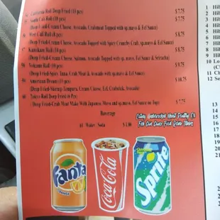 a menu for deep fried roll