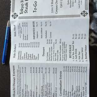 the menu