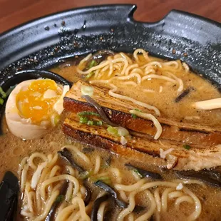 Tonkotsu or Tonkatsu Black Garlic Ramen - Close-up of Chashu Pork