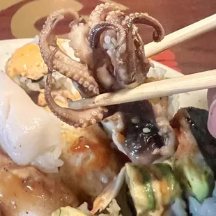 Lil baby ocotopus; savory and cooked to perfection.