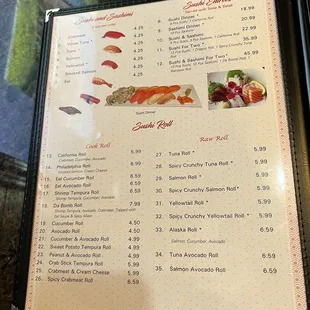 sushi and sashimi, sushi entrees, sushi rolls