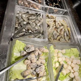 Lots of seafood options for hot pot