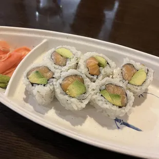Requested salmon and avocado maki