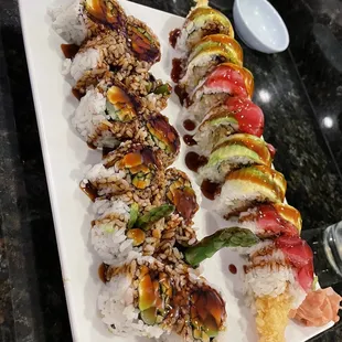 Kamikaze Roll and Fresh Green rolls