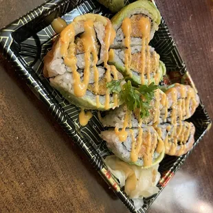 a plate of sushi