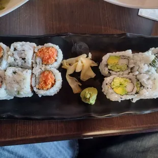 Spicy tuna roll and California roll