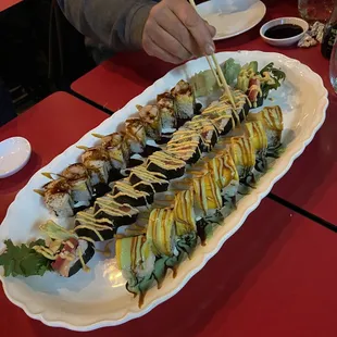 From left to right: the derby roll, the party roll, the mango tango roll