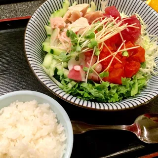 Dinner Sashimi Yasai Rice