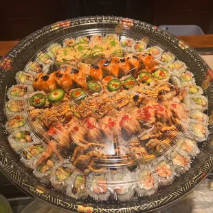 a variety of sushi and rolls