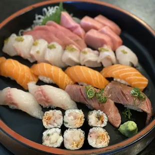 a plate of sushi