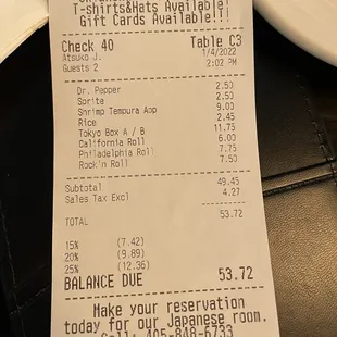 What we ordered and how much it cost, our lunch date