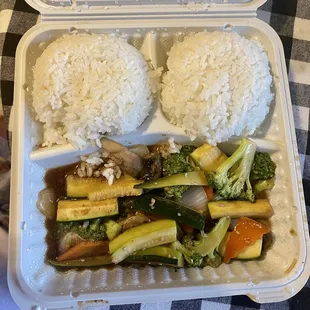 Honey for two hibachi sides of white rice and veggies