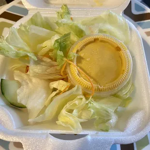 Side salad with ginger dressing